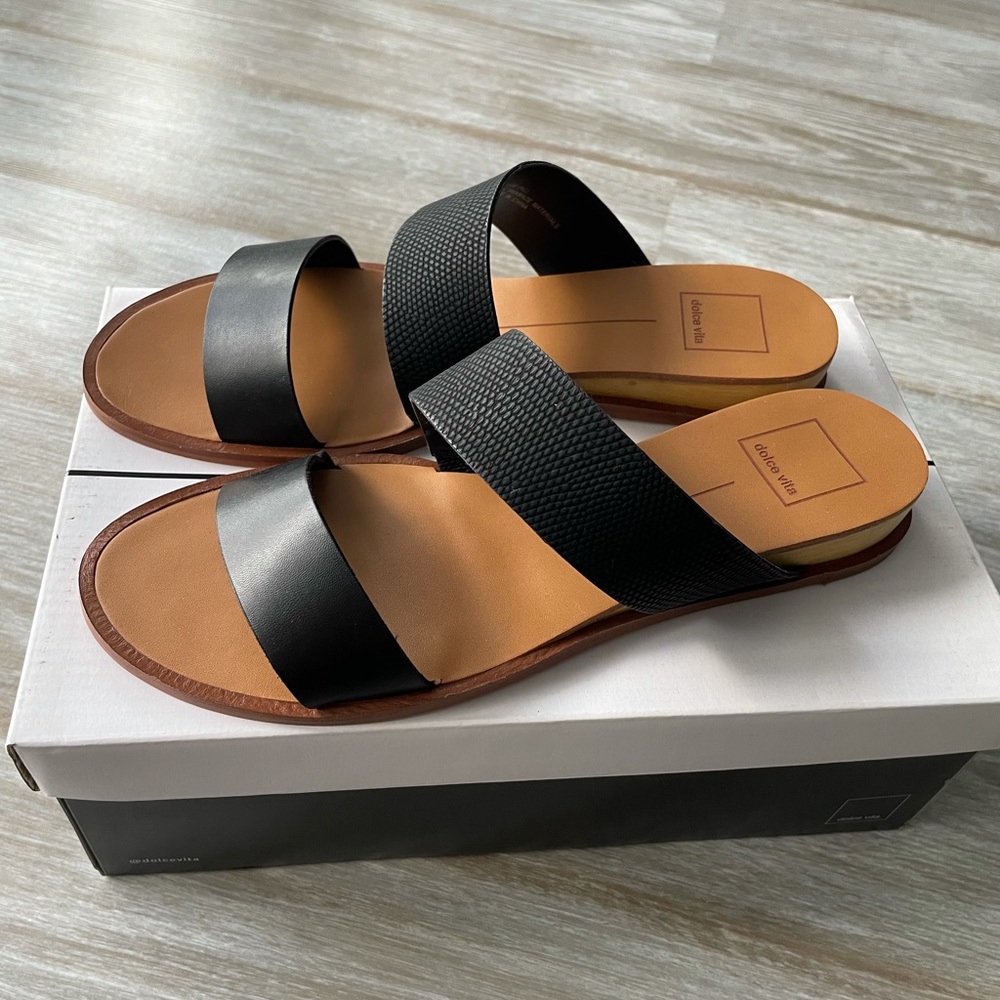 Dolce Vita black slip-on sandals, double straps